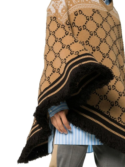 Shop Gucci Men's Beige Wool Poncho