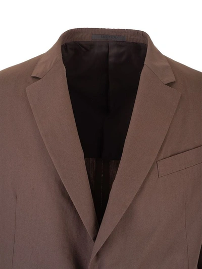 Valentino Peak-lapel Single-breasted Blazer In Brown
