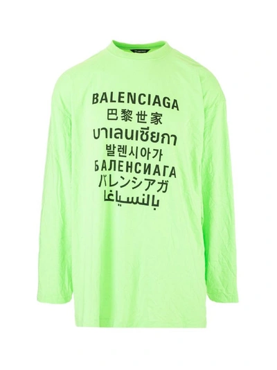 Shop Balenciaga Men's Green Polyester T-shirt