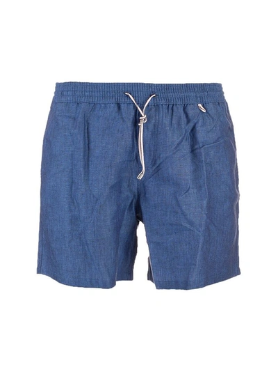 Shop Loro Piana Men's Blue Linen Trunks