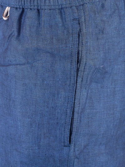 Shop Loro Piana Men's Blue Linen Trunks