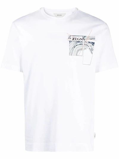 Shop Z Zegna Men's White Cotton T-shirt