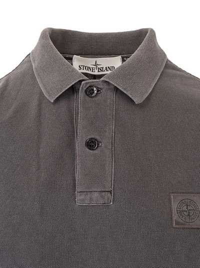 Shop Stone Island Men's Grey Other Materials Polo Shirt