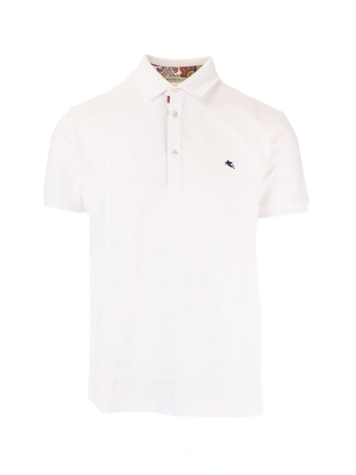 Shop Etro Men's White Cotton Polo Shirt