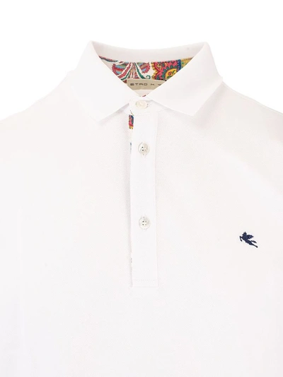 Shop Etro Men's White Cotton Polo Shirt