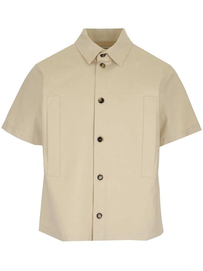 Shop Bottega Veneta Men's Beige Cotton Shirt
