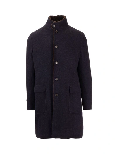Shop Loro Piana Men's Blue Cashmere Coat