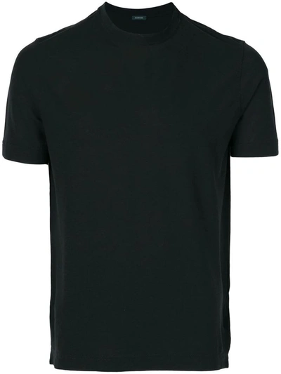 Shop Zanone Men's Black Cotton T-shirt