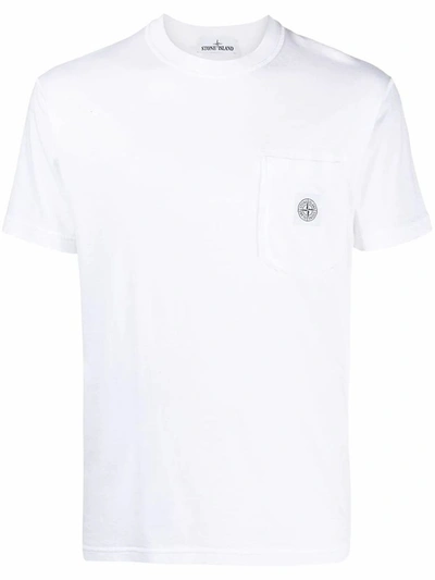 Shop Stone Island Men's White Cotton T-shirt