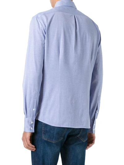 Shop Brunello Cucinelli Men's Light Blue Cotton Shirt