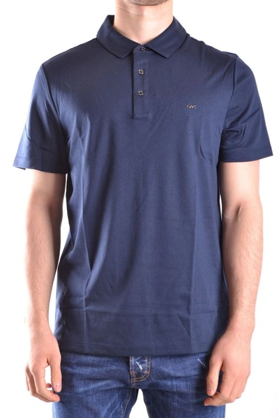 Shop Michael Kors Men's Blue Cotton Polo Shirt