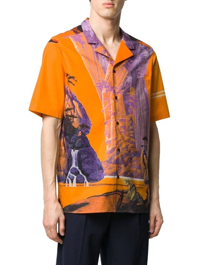 Shop Valentino Men's Orange Cotton Shirt