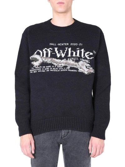 Shop Off-white Men's Black Wool Sweater