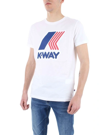 K-way Pete Macro Logo T-shirt K009ff0 In White