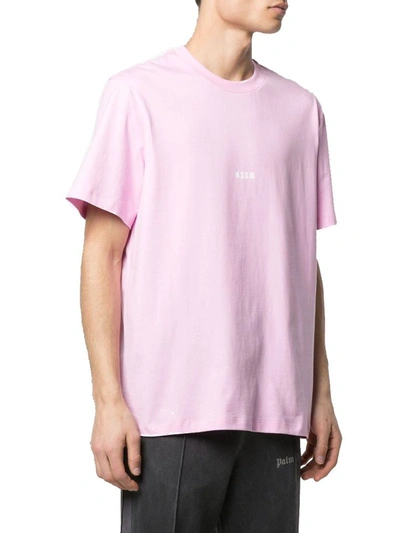 Shop Msgm Men's Pink Cotton T-shirt