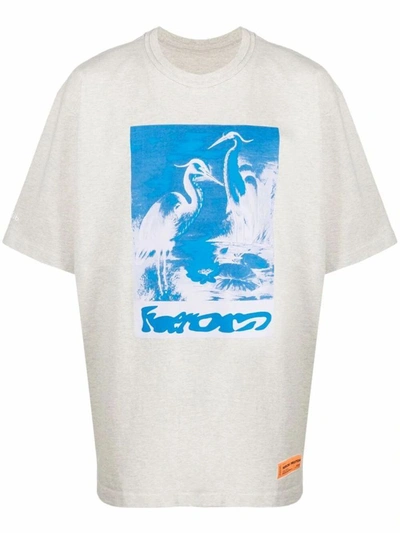 Shop Heron Preston Men's Grey Cotton T-shirt