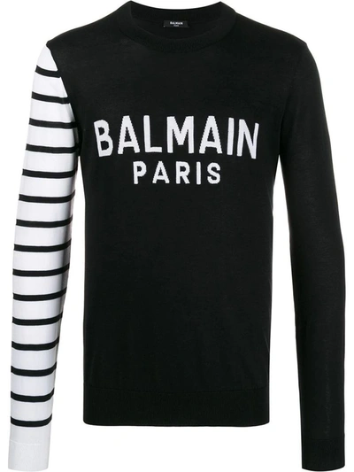 Shop Balmain Men's Black Cotton Sweater