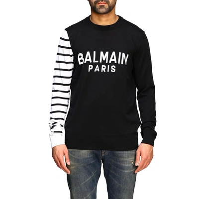 Shop Balmain Men's Black Cotton Sweater