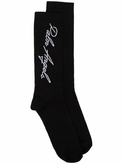 Shop Palm Angels Men's Black Cotton Socks