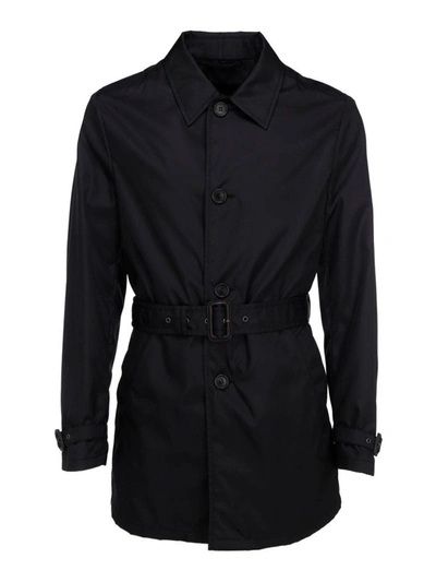 Shop Prada Men's Black Cotton Trench Coat