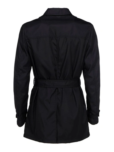 Shop Prada Men's Black Cotton Trench Coat