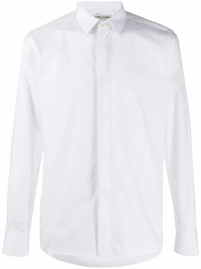 Shop Saint Laurent Men's White Cotton Shirt