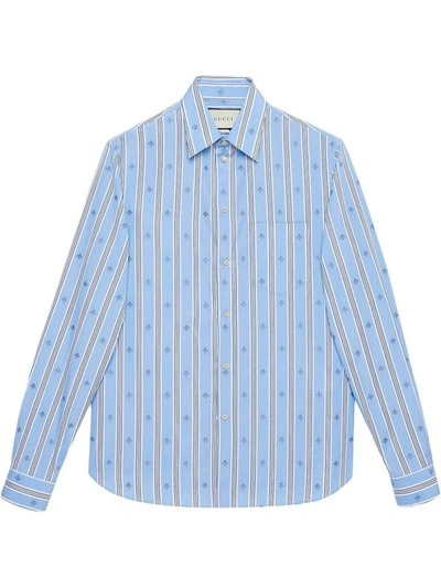 Shop Gucci Men's Light Blue Cotton Shirt