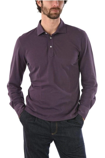 Shop Brunello Cucinelli Men's Purple Cotton Polo Shirt
