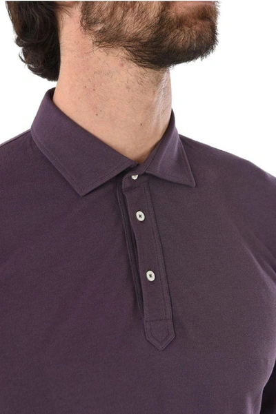 Shop Brunello Cucinelli Men's Purple Cotton Polo Shirt