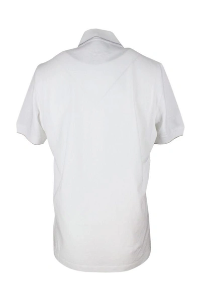 Shop Brunello Cucinelli Men's White Cotton Polo Shirt