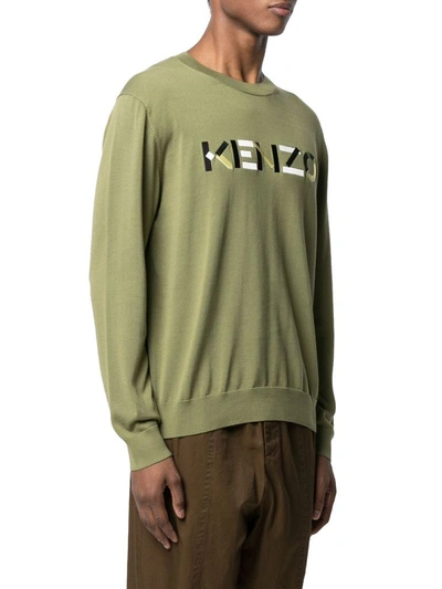 Shop Kenzo Men's Green Cotton Sweater