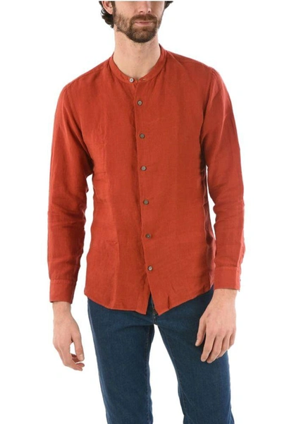 Shop Ermenegildo Zegna Men's Red Linen Shirt