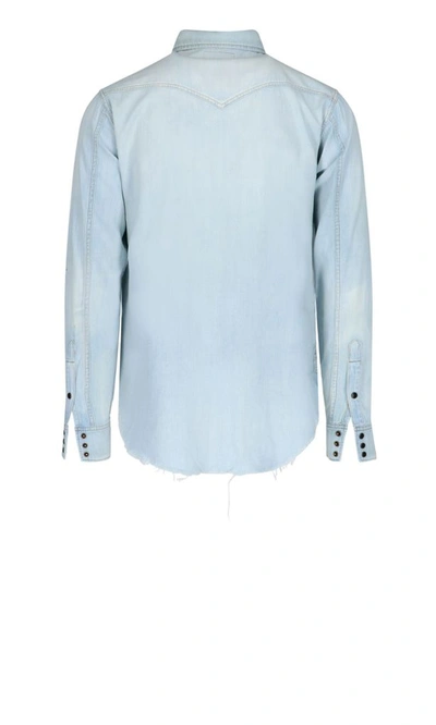 Shop Saint Laurent Men's Light Blue Cotton Shirt