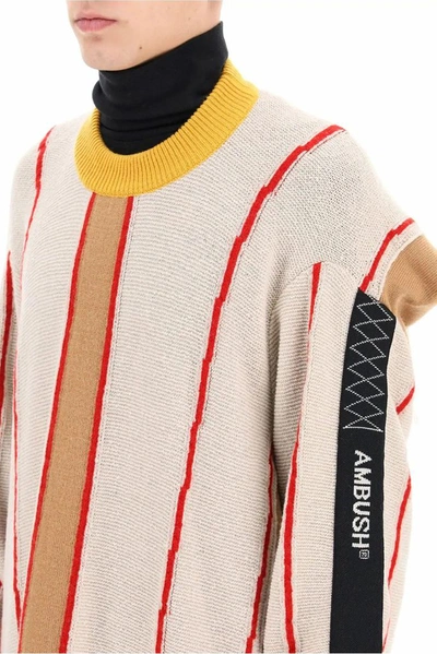 Ambush Pullover In Beige With Multicolor Intarsia In Multicolor