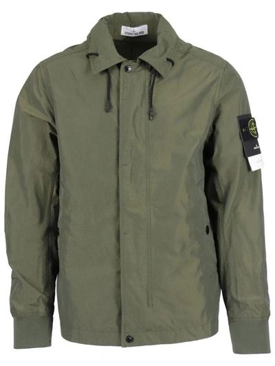 Shop Stone Island Men's Green Other Materials Outerwear Jacket