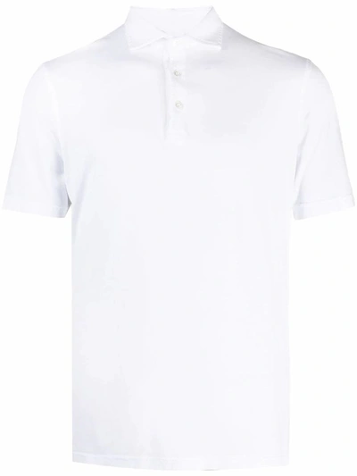 Shop Fedeli Men's White Cotton Polo Shirt