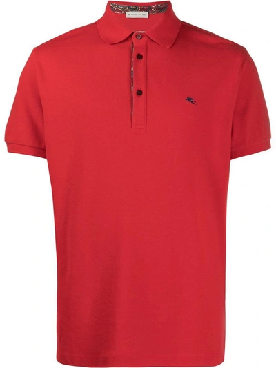 Shop Etro Men's Red Cotton Polo Shirt