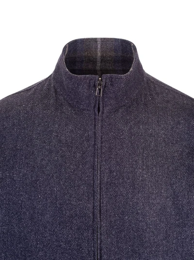 Shop Loro Piana Men's Blue Wool Outerwear Jacket
