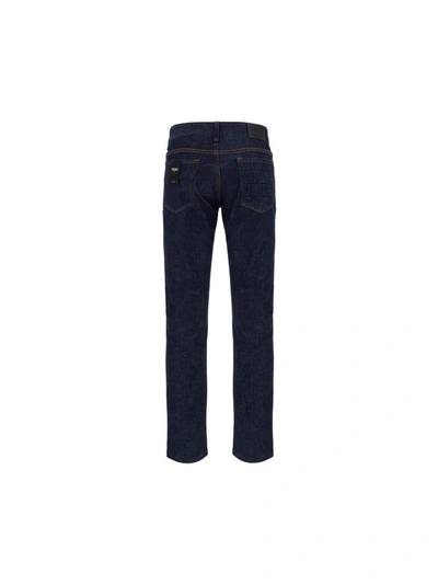 Shop Fendi Men's Blue Cotton Jeans