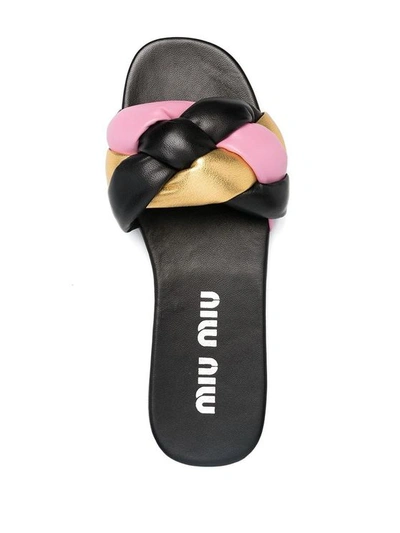 Miu Miu Braided Padded Leather Slides In Multi-colored | ModeSens