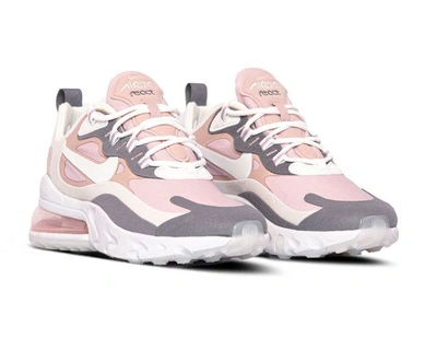 Nike Air Max 270 React Pink And Grey Trainers In Plum Chalk White Stone Mauve Modesens