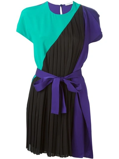 Vionnet Pleated Detail Panelled Dress In Purple