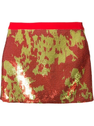 Emanuel Ungaro Sequinned Mini Skirt In Red