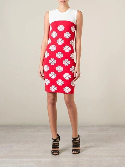 Shop Alexander Mcqueen Embossed Cut Out Floral Jacquard Dress