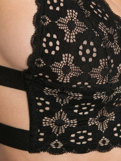 Shop Fleur Du Mal Crochet Lace Long Line Bra In Black