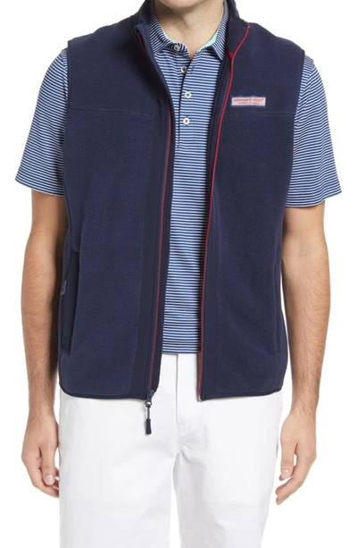 Shop Vineyard Vines Harbor Fleece Vest In Vineyard Navy