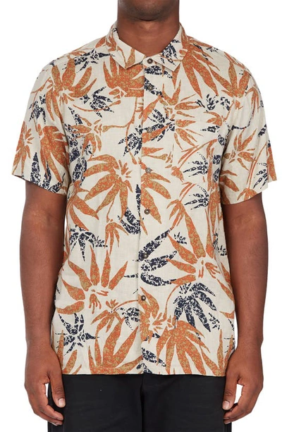 Shop Billabong Kern Leaf Print Short Sleeve Button-up Shirt In Chino