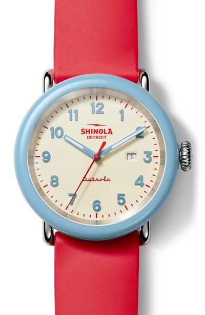 Shop Shinola Detrola The Spf Silicone Strap Watch, 43mm In Cream Multi