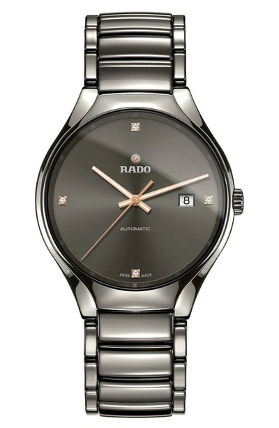 Shop Rado True Automatic Bracelet Watch, 40mm In Gunmetal/ Grey