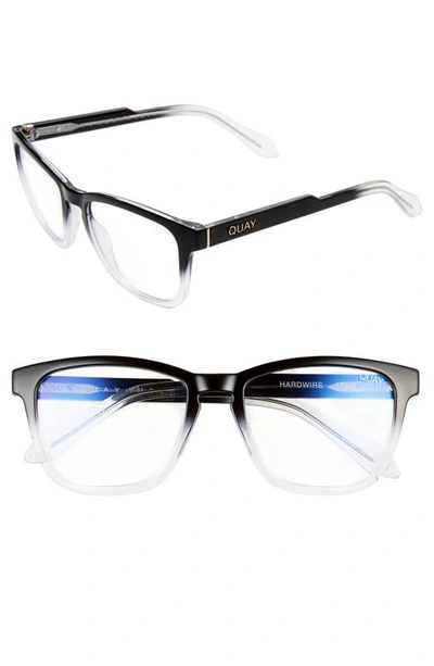 Shop Quay Hardwire 50mm Blue Light Filtering Glasses In Black Clear/ Clear Blue Light
